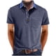 thumbnail image 1 of Camisetas Elvqul para Hombre Economicas Manga Corta Patchwork Botones Gym con Solapa Con Bolsillos Azul Oscuro, 1 of 6