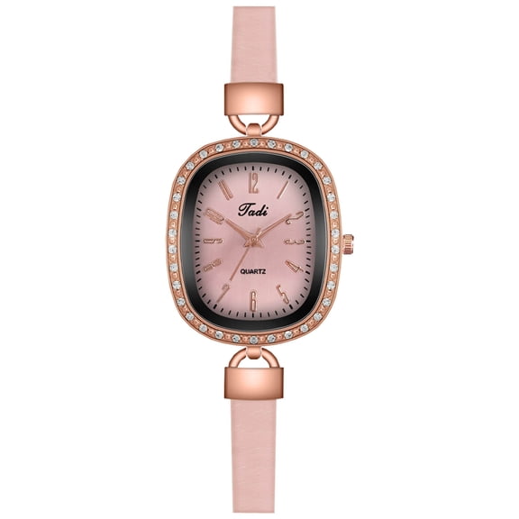 Guodhu Womens Classical Squart Quartz Watch with Crystal Accented Stylish and Sturdy Thin Leather Strap Band Ladies Watches - Perfect for Any Occasion