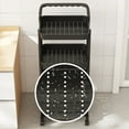 thumbnail image 4 of Hiroekza 3-Tier Floor Shelving Unit Mobile Storage Cart Adjustable Tier Shelves Kitchen And Bathroom Organizer Snack Storage Rack Black, 4 of 7