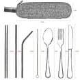 thumbnail image 6 of Deago 8 Pieces Stainless Steel Flatware Set Portable Utensils Travel Camping Cutlery Set Include Knive Fork Spoon Chopsticks Straws Brush Portable Case (Silver), 6 of 8