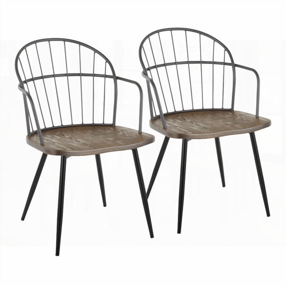 American Country Metal & Dark Walnut Dining Chairs - 2-Pack with Weight Capacity