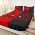 thumbnail image 3 of Homewish King Crown Twin Sheet Sets,Queen Letter Pattern Twin Fitted Sheet,Red Black Rhombus Flat Sheet For Girls Kids,Breathable Home Decor,3pcs, 3 of 7