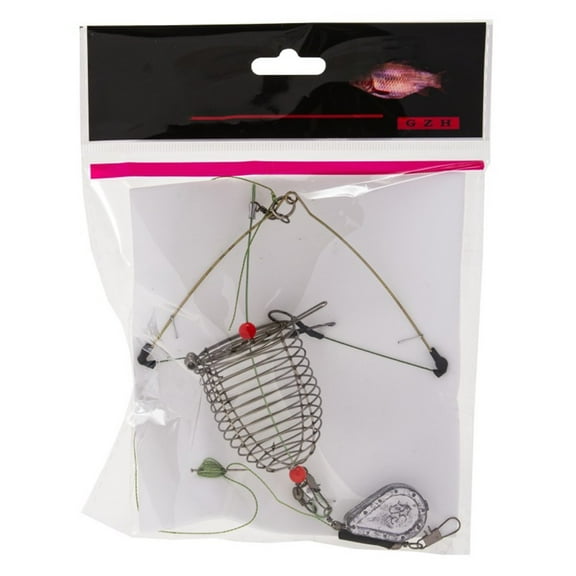 Bait Carp Fishing Feeder Fishing Baits Cage Hook Rig Set Sinking Artificial Lure Pe Line Metal Fishing Bait Cage Fish Tackle Fangkenuo