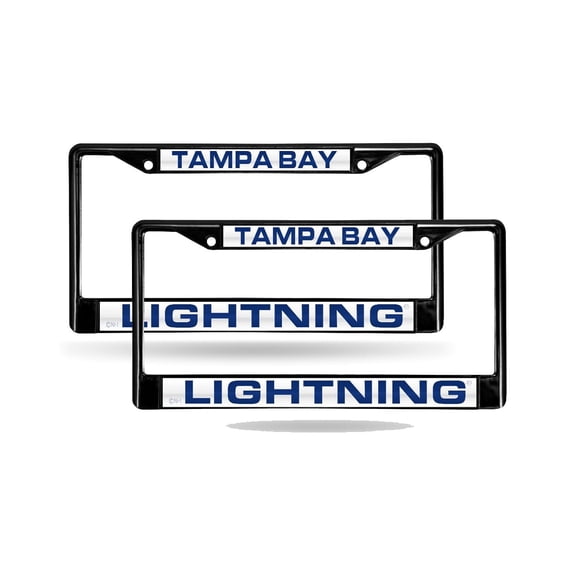 Tampa Bay Hockey Lightning Black Metal (Set of 2) Laser Cut License Plate Frames