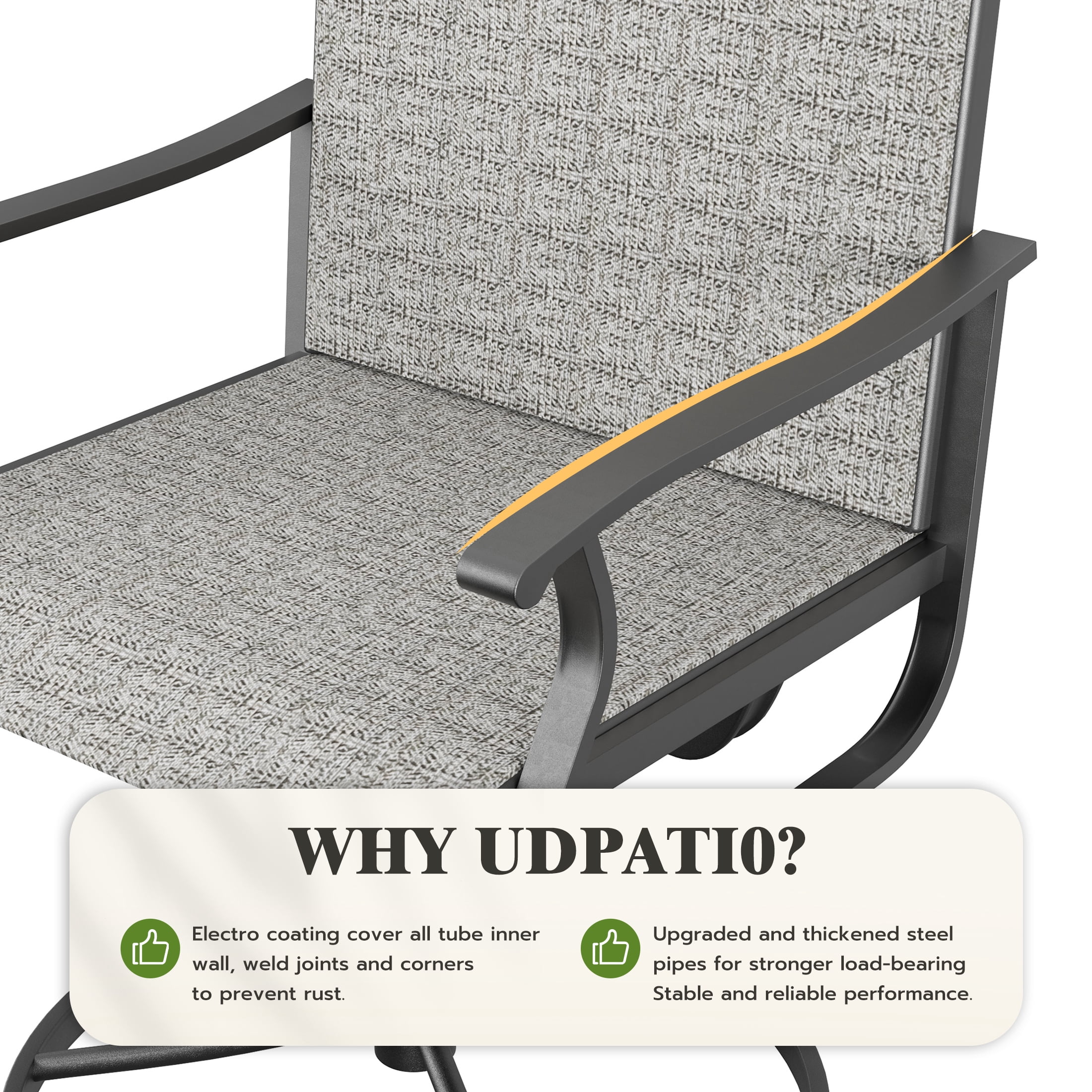 UDPATIO Outdoor Dining Chairs Set of 6, All Weather Swivel Patio Chairs, Outdoor Furniture for Backyard Deck, Light Grey