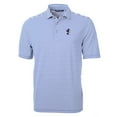 thumbnail image 2 of Men's Cutter & Buck Blue Kansas Jayhawks Throwback Logo Virtue Eco Pique Stripe Recycled Polo, 2 of 3