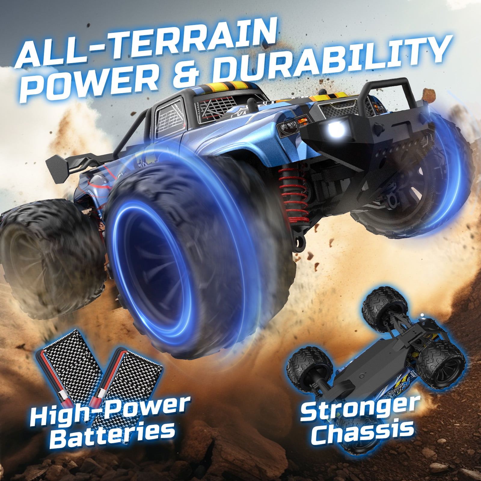 Mydova RC Cars for Adults Fast 40+KM 1:16 Waterproof Off-Road RC Truck 4WD All Terrain High-Speed Remote Control Car Toy Gifts for Kids Boys,With 2 Batteries