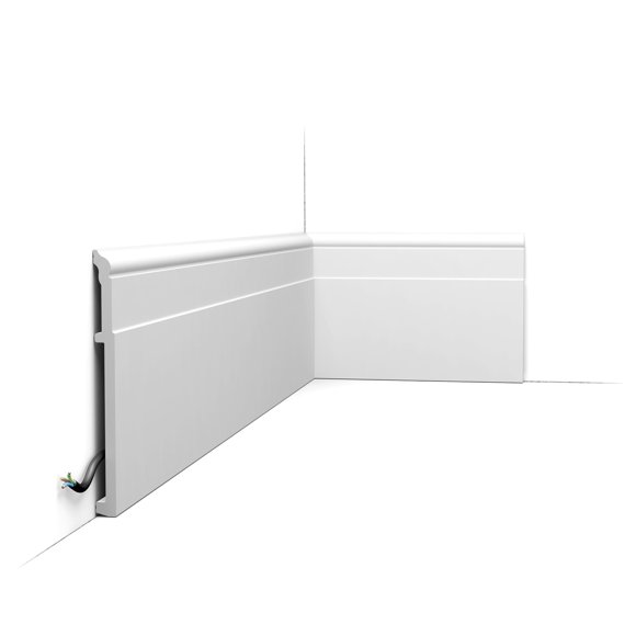 Orac Decor | Duropolymer Polystyrene Baseboard Moulding | Primed White | 7-7/8in H x 78-3/4in Long | Pack of 7