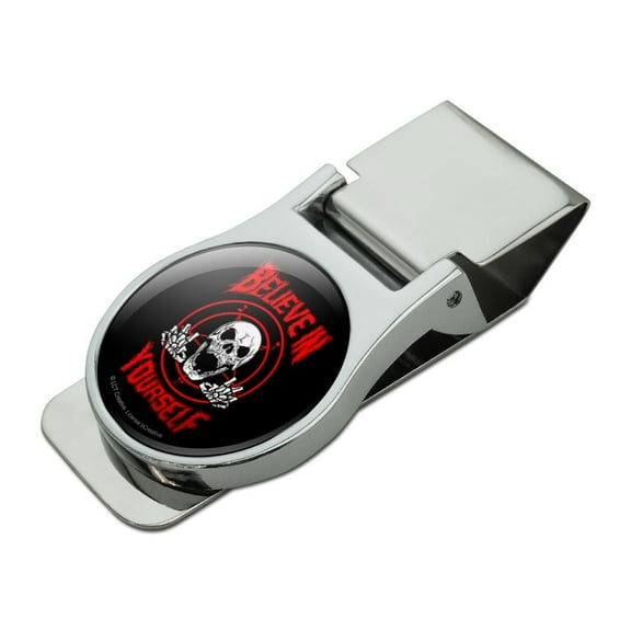 Believe in Yourself Skull Funny Humor Satin Chrome Plated Metal Money Clip