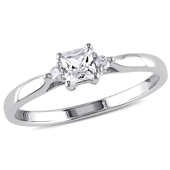 Everly Women's 1/3 CT TGW Created White Sapphire and Diamond Accent Sterling Silver Ring