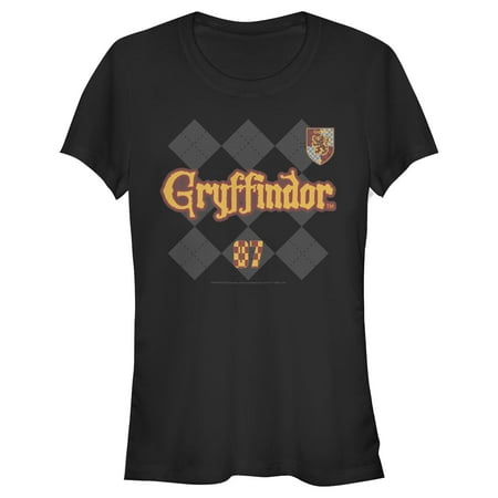 Junior's Harry Potter Gryffindor Argyle Print T-Shirt