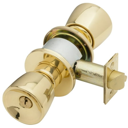 Schlage A80PD TUL 605 C Keyway Series A Grade 2 Cylindrical Lock, Storeroom Function, C Keyway, Tulip Design, Bright Brass Finish