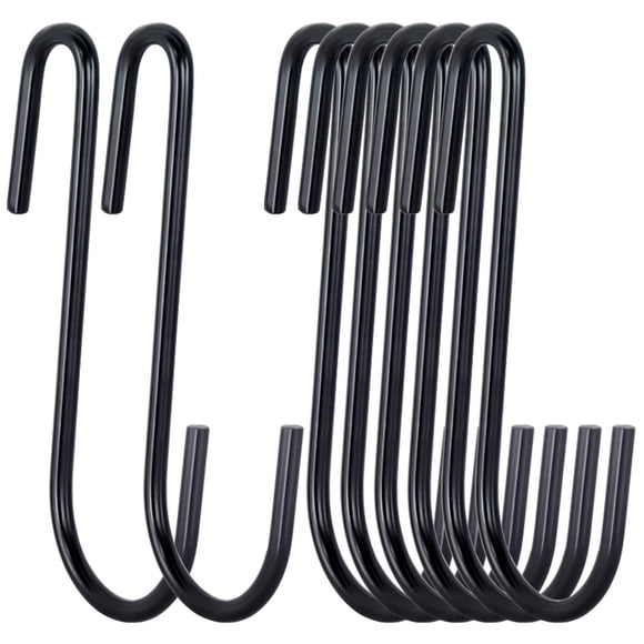 ESFUN Paquete de 30 ganchos en forma de S resistentes de 4 pulgadas, ganchos negros en forma de S, perchas para colgar, soporte para ollas, ganchos para utensilios de cocina, cucharas, sartenes, ollas