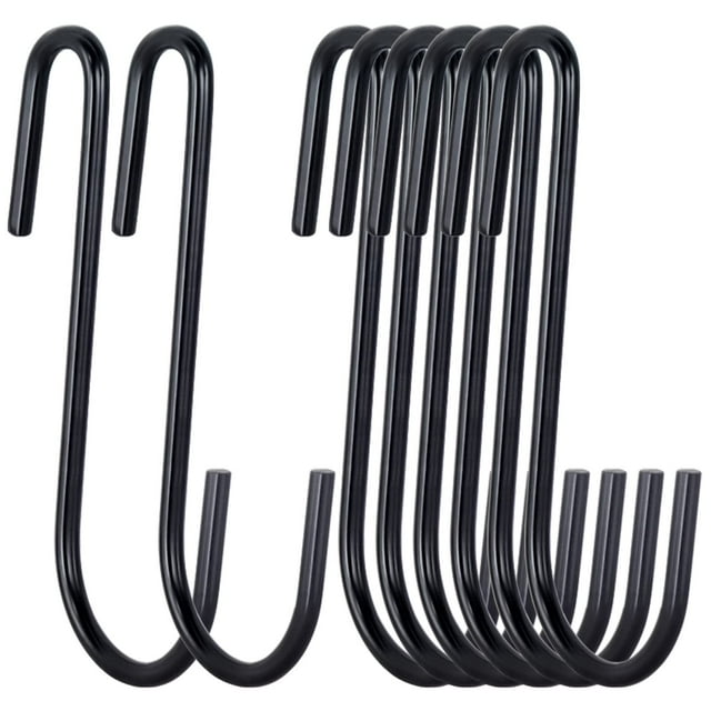 ESFUN Paquete de 30 ganchos en forma de S resistentes de 3.0 in, color negro, soporte para cacerolas, ganchos para colgar en forma de S, perchas para utensilios de cocina, cucharas, sartenes, ollas, u