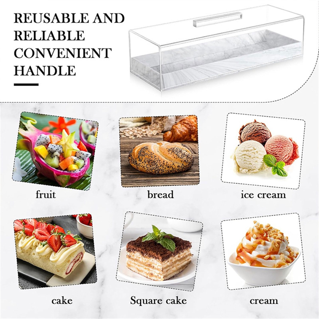 Acrylic Rectangular Cake Display Container Fashion Cake Tray with Cover