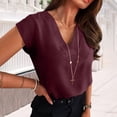 thumbnail image 2 of Tiqkatyck Tank Tops for Women Trendy Summer Tops for Women Bat Short Sleeve Shirt Blouse Casual Shirts V Neck Sleeveless Tunic Tops Summer Tops for Women Wine XL, 2 of 9