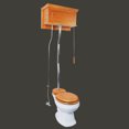 thumbnail image 3 of Renovators Supply High Tank Pull Chain Toilet w/Light Oak Wooden Raised High Tank 59" to 74" Adjustable Height Chrome Z Pipe and Round Toilet Bowl, 3 of 7