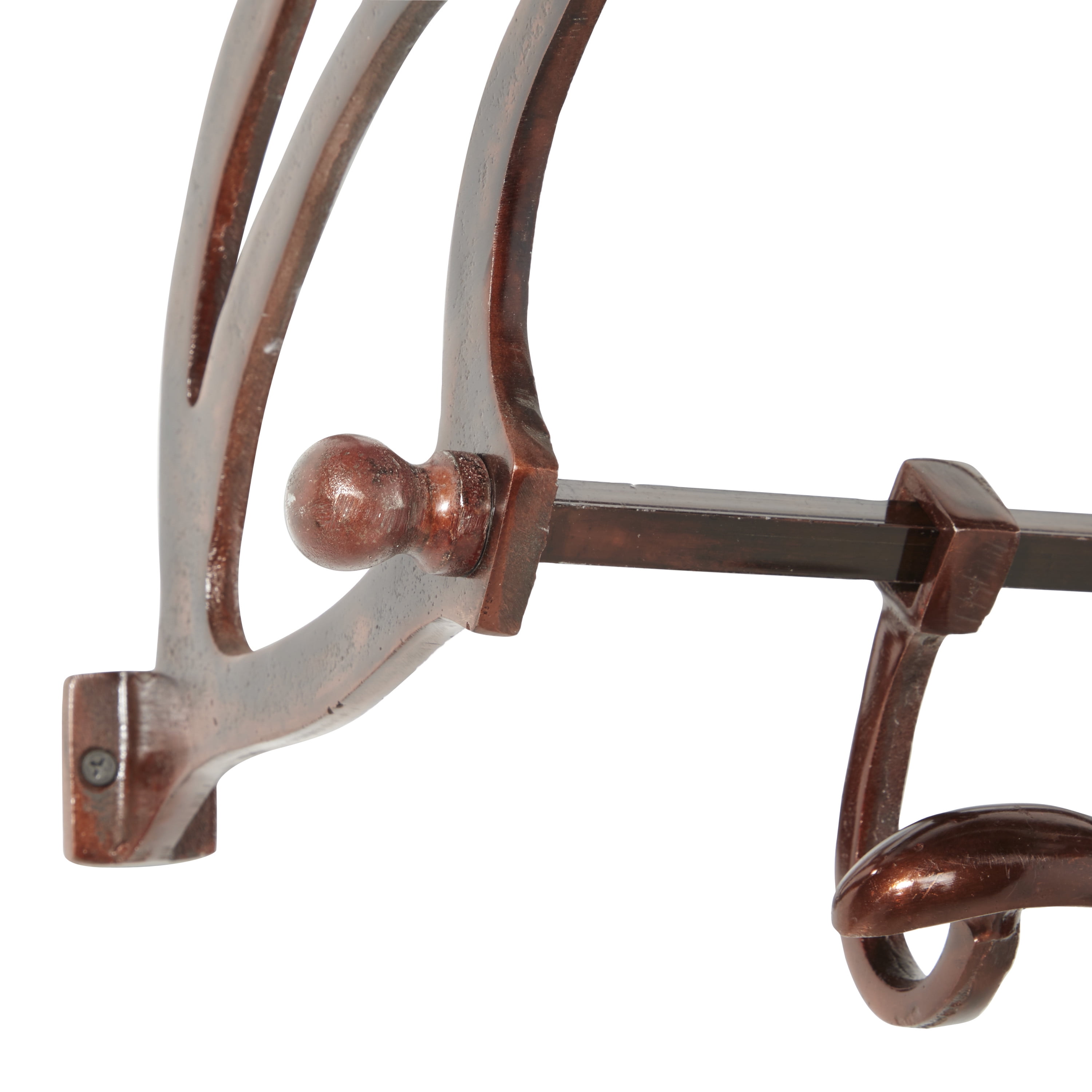 Decmode Vintage-Inspired Copper Wall Shelf with Wall Hooks, 43 in x 14 in