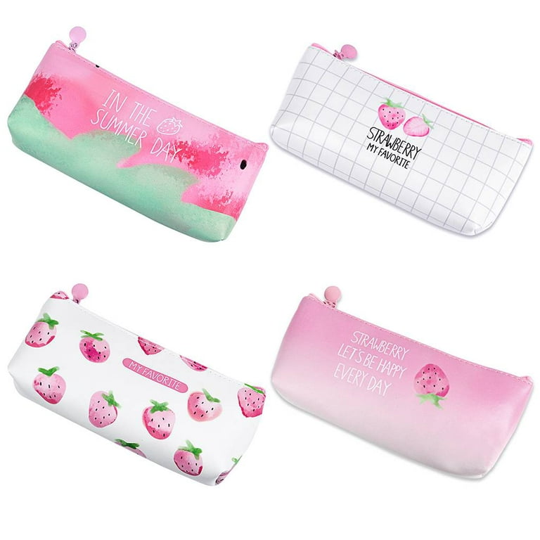 Cute Pencil Case, Small Strawberry Pencil Pouch Bag Pencil Pen Holder PU  Makeup Bag Organizer Students Stationery Storage Bag with Zipper for for  Kids Girls - by Viemira 