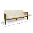 thumbnail image 3 of GDF Studio Dupont Outdoor Acacia Wood 3 Seater Sofa with Cushions, Teak and Cream, 3 of 9