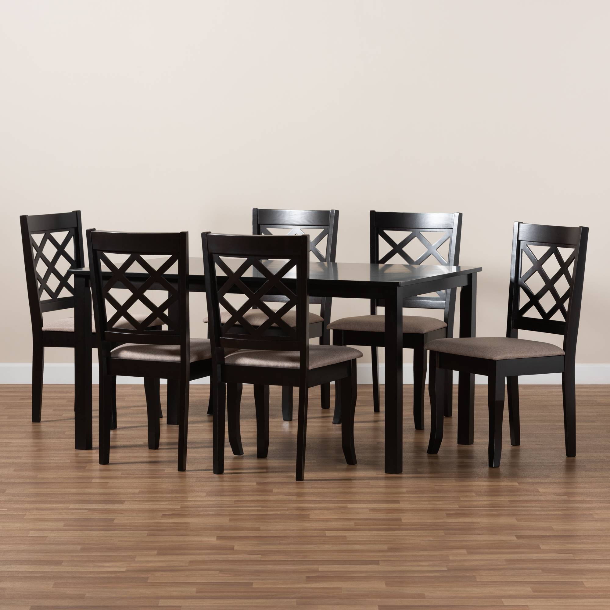 Baxton Studio Verner Modern Dining Set, 7-Piece, Dark Brown