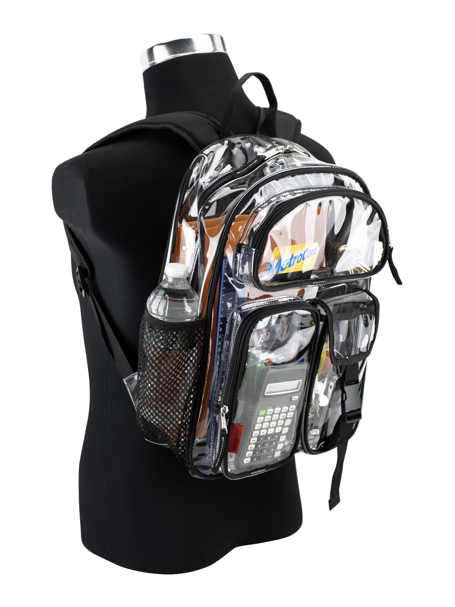 Eastsport Unisex 16" Junction Cargo Clear Backpack, Black