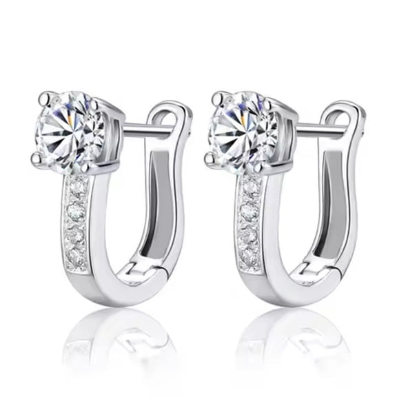LINXIQIN Womens 14K White Gold Plated Earrings with Cubic Zirconia 2 Piece Set