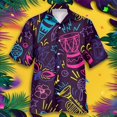 thumbnail image 2 of Wyzesi Chemise Homme Grande Taille Printemps Été Carnaval Manches Courtes Chemise Régulière Imprimé Complet Chemise Homme Manches Courtes Décontractée, 2 of 4