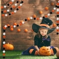 thumbnail image 4 of Vorkoi Fall Event Garlands, 3pk Orange Black White Felt Pom Pom Garland, 6.6ft Long, 25mm 24 Balls, Halloween Thanksgiving Party Decor, 4 of 6