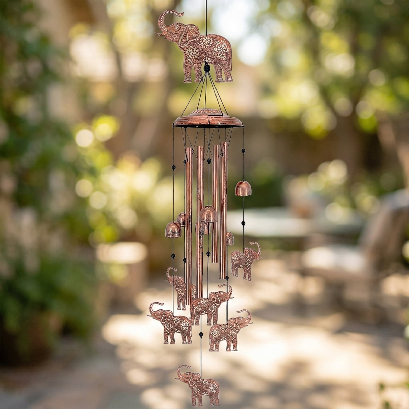 Yucurem Elephant Wind Chime for Outside, Handmade Metal Garden Wind Chimes, Melodic Weatherproof Wind Bell for Patio Porch Decor