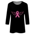 thumbnail image 4 of Jsaierl Hauts Graphiques Ruban Rose pour Femmes T-Shirts Cancer du Sein Manches 3/4 Col Rond Pull Lutte contre le Cancer Blouses d'Octobre, 4 of 5