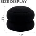 thumbnail image 6 of Tcbosik Teddy Velvet Macaron Ottoman with Storage, Black Plush Round Footrest & Extra Seat, 15" Dia x 11.8"H, Multi-Use Stool for Home, 300 lbs Weight Capacity, 6 of 7