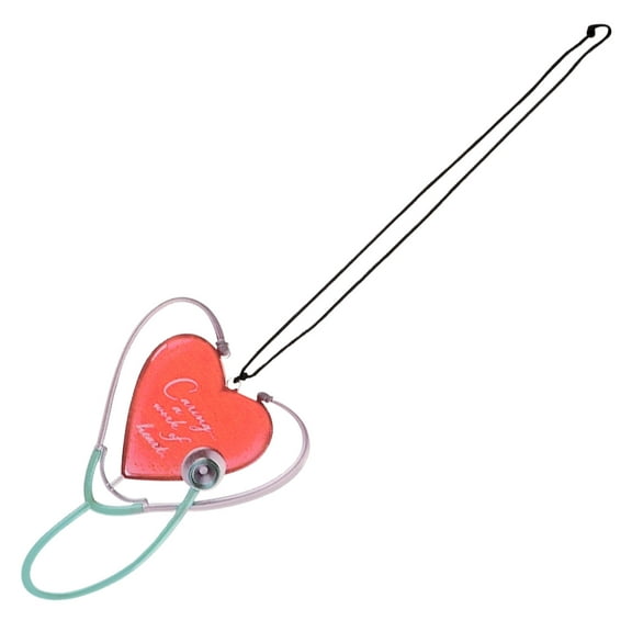 NUOLUX Heart Shaped Stethoscope Care Pendant 1Set Red Acrylic Hanging Decoration for Home Vehicle Display