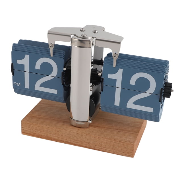 Flip Clock, Retro Vintage Flip Desk Clock, 12 Hours Large Number Auto Flip Desk Table Clock, Battery Powered Mechanical Clock for Decoration