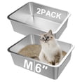 thumbnail image 1 of Caja de arena para gatos de acero inoxidable Lawei Medium, 2 piezas, 1 of 8