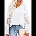 thumbnail image 1 of Blusas de Mujer con Cuello en V, Larga, Encaje, Elegantes, Informales, Modernas, de Gran Tamaño. XL, 1 of 7
