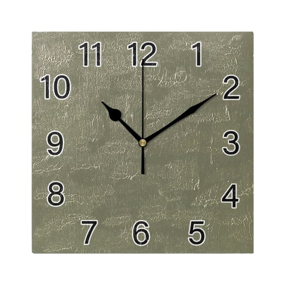 Ryvnso Olive Green Wall Clock Square Silent Non-Ticking Battery Operated 7.78"