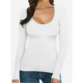 thumbnail image 6 of Women Long Sleeve Shirt Scoop Neck Tops Slim Fit Basic Top Base Layer Tee, 6 of 6