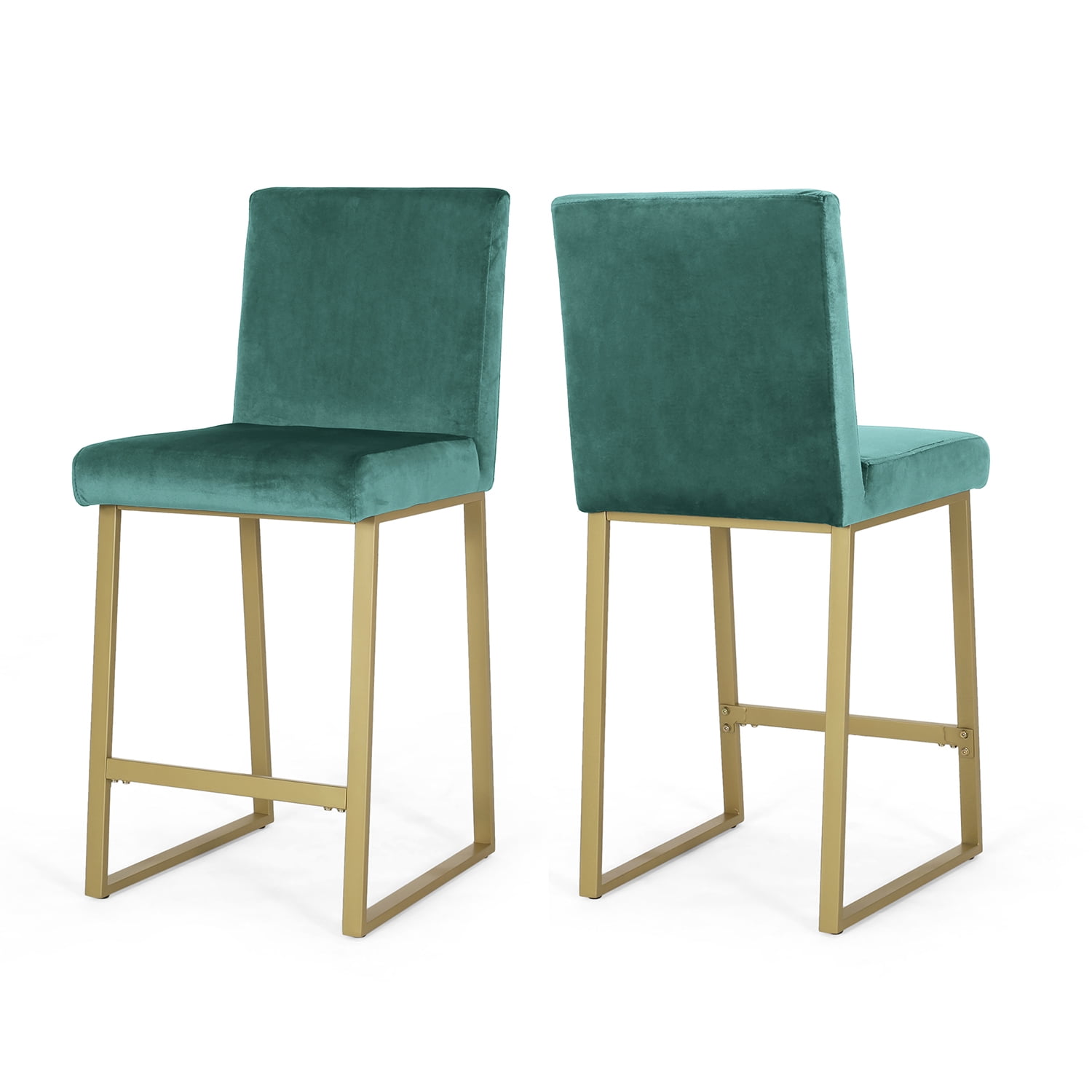 Kadyn 2pcs Upholstered Back Counter Height Barstool, Modern Dinner Chairs with Iron Chair Leg, Kitchen Pub Chair for Dining Room, Turquoise Kadyn 2pcs Upholstered Back Counter Height Barstool, Modern Dinner Chairs with Iron Chair Leg, Kitchen Pub Chair for Dining Room, Turquoise