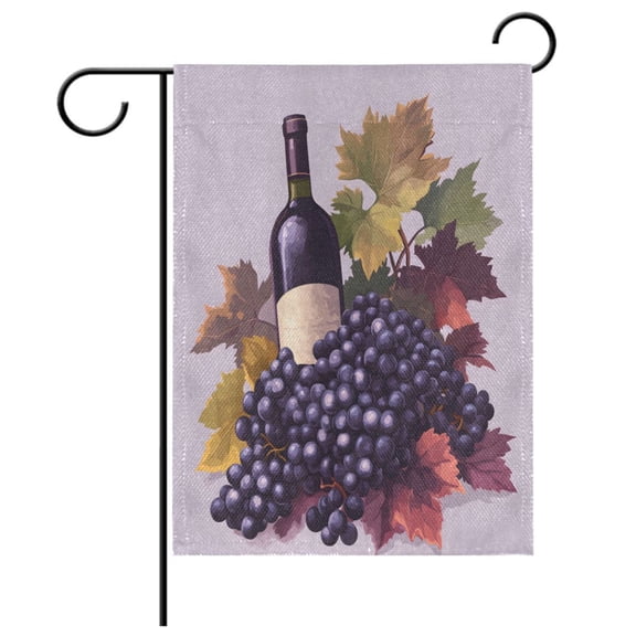 Ryvnso Grapes and Wine Pattern Garden Flag 12x18 Inch Double Sided Seasonal Yard Decoration