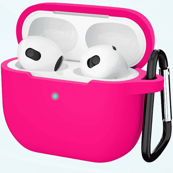 AirPods 3 Case, Protective Silicone Cover for AirPods 3rd Generation Case 2021, Wireless Charging - Hot Pink