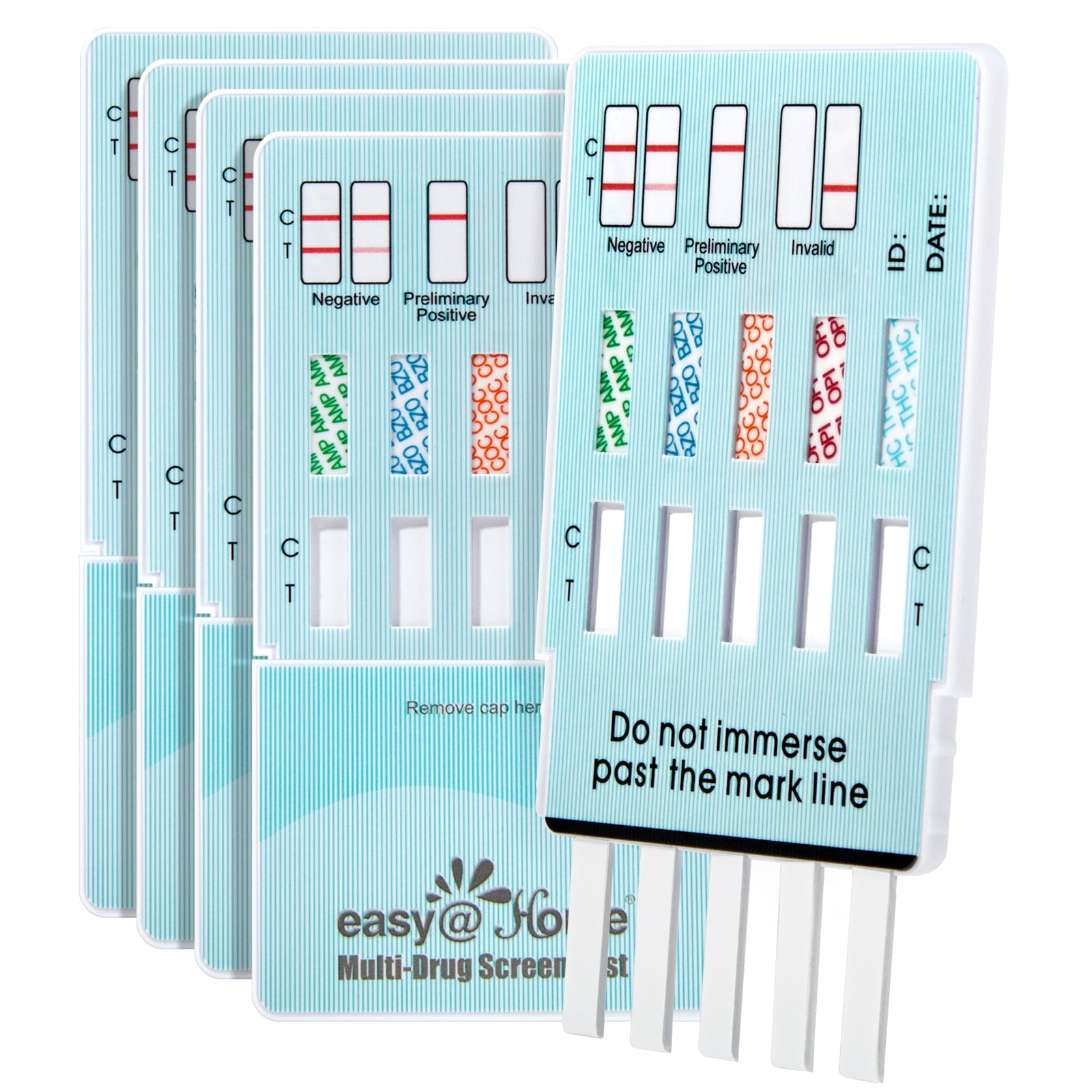 5 Pack Easy@Home 5-Panel Instant Urine Drug Test, At-Home Multi Drug Testing Kit to Screen 5 Popular Drugs, Marijuana (THC), Cocaine (COC), Opiate (OPI 2000), Amphetamine (AMP), Benzodiazepines (BZO)