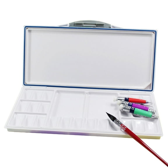 Folding Paint Tray Watercolor Palette with Two Additional Spacious Mixing Areas for Watercolor Gouache and Oil Painting