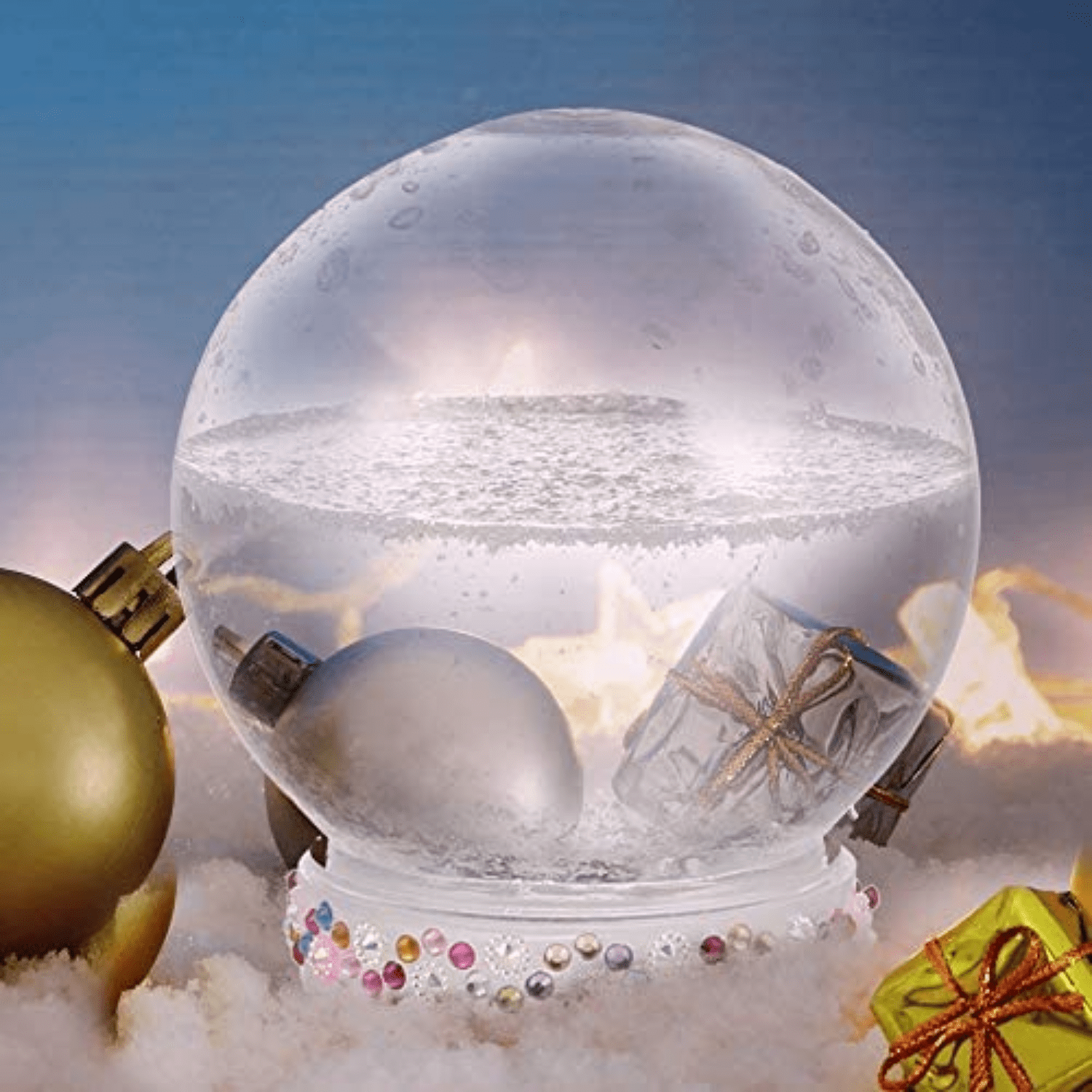 DIY Christmas Clear Plastic Snow Globe Screw Off Cap Instructions 4.25 ~  Qty 1