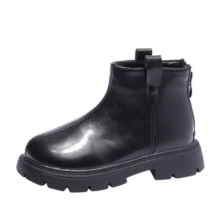 

Toddler Size 4 Boots Fashion Autumn And Winter Children Boots Boys And Girls Ankle Boots Flat Soles Thick Soles Solid Colors Simple Design Style Warm And Comfortable Boot Liners for Girls