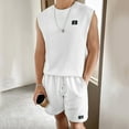 thumbnail image 2 of REORIAFEE Men Sweatsuits Sets Men's 2 Piece Sets Casual Print Sets Summer Outfit for Men Disco Outfits Men's Casual Elastic Waist Shorts Round Neck Tank Top Shorts Set White S, 2 of 7