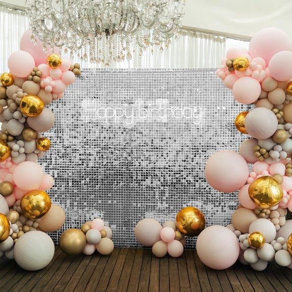 BalsaCircle 24 Silver Square Sequin Shimmer Wall Party Photo Backdrop Panels Party Event