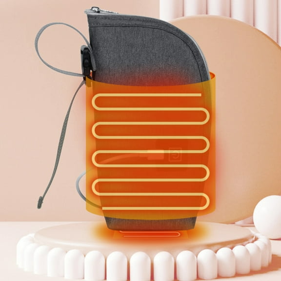 MEIBUTYUP Portable Baby Bottle Warmer with Grey Oxford Cloth Storage Bag, Convenient Travel Solution for 70.5 oz Bottles