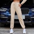 thumbnail image 2 of Pantalones De Chándal Cintura Elástica Color Puro Bolsillo Con Cordón Pantalones Deportivos Largos Casuales Para Mujer Amarillo Claro XXL, 2 of 6