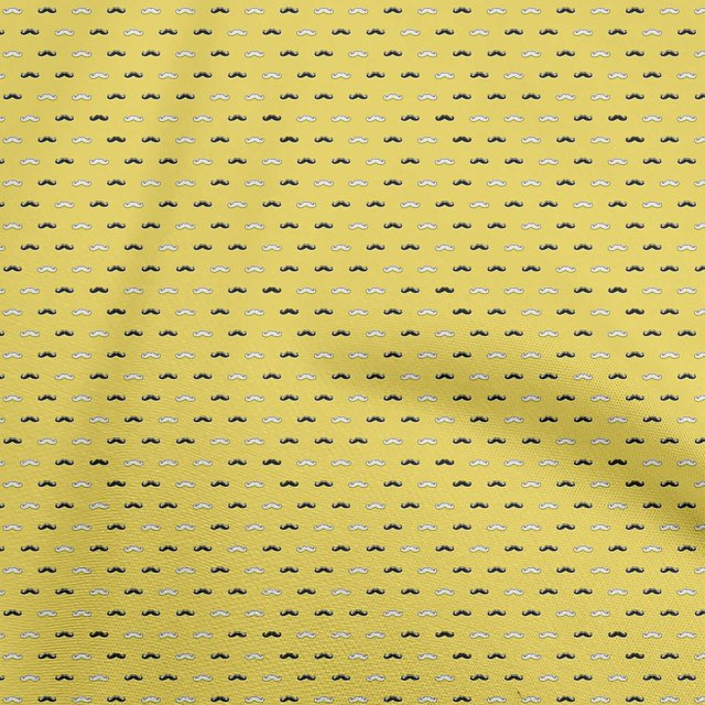 oneOone Georgette Viscose Yellow Fabric Conversational Moustache Craft Projects Decor Fabric Printed By The Yard 42 Inch Wide